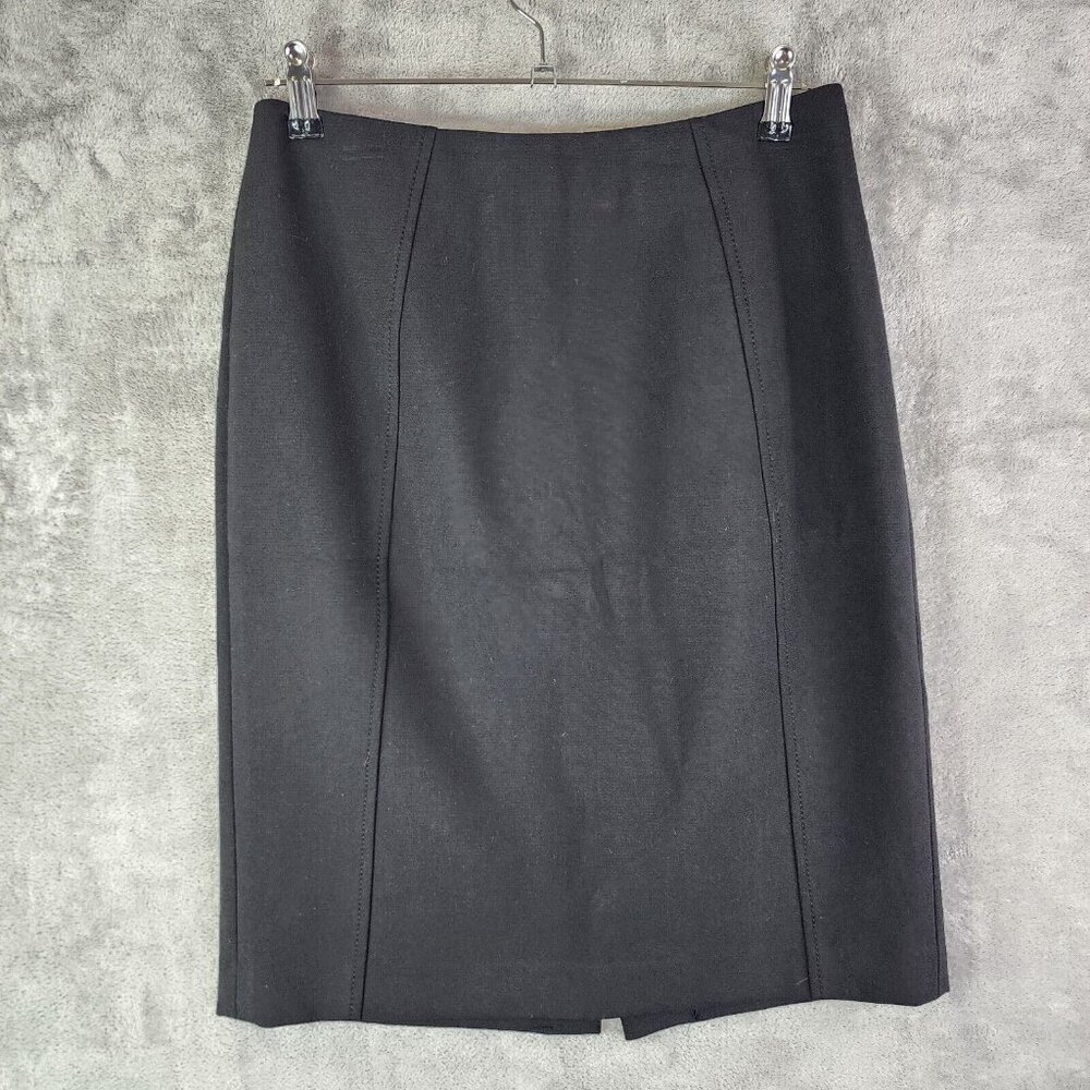 Womens Black Halogen Mini Pencil Skirt Seam Detail Back Zip Lined Size 6